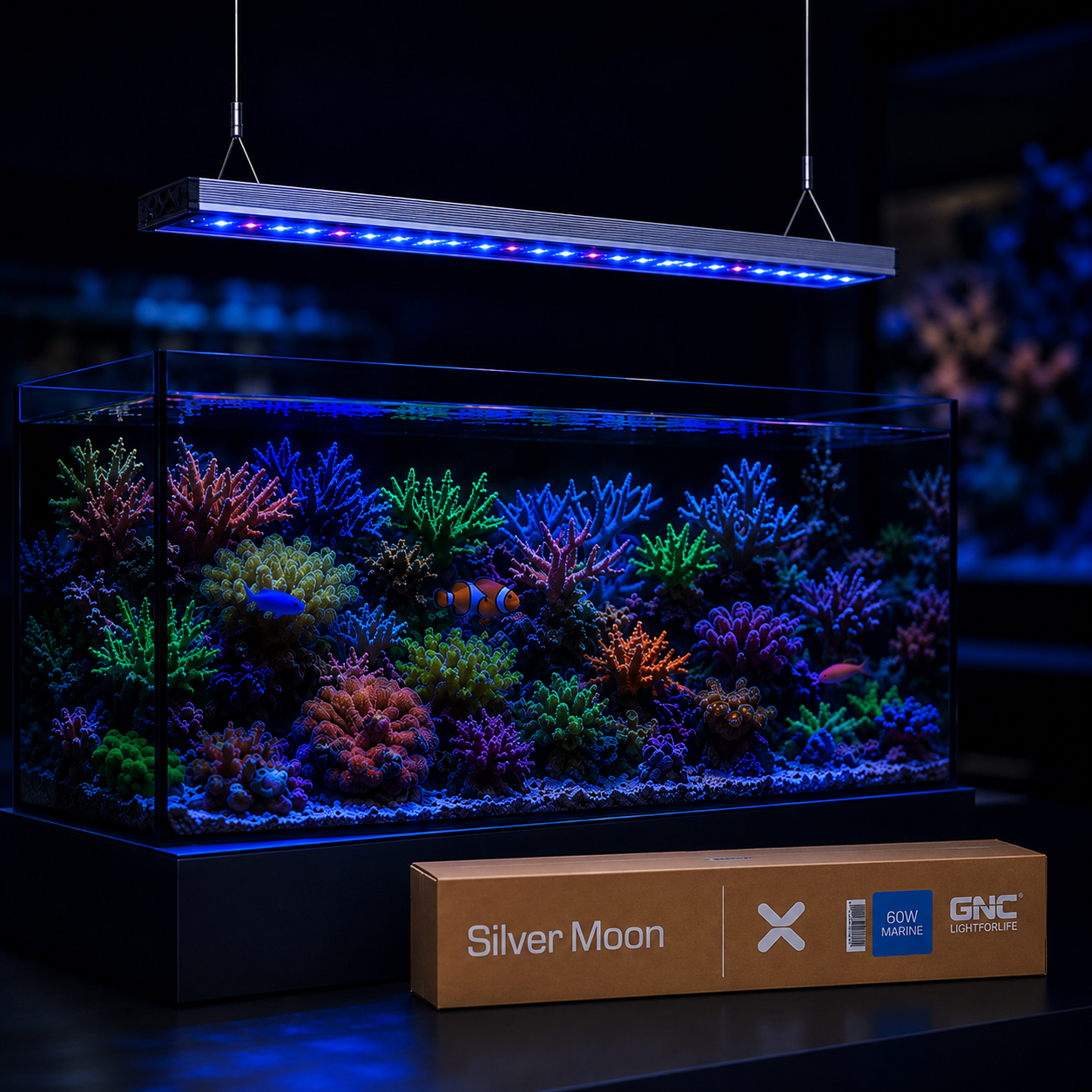 GNC SilverMoon X Marine - Barra LED per acquari marini e reef da 35 a 150 cm - immagine 3