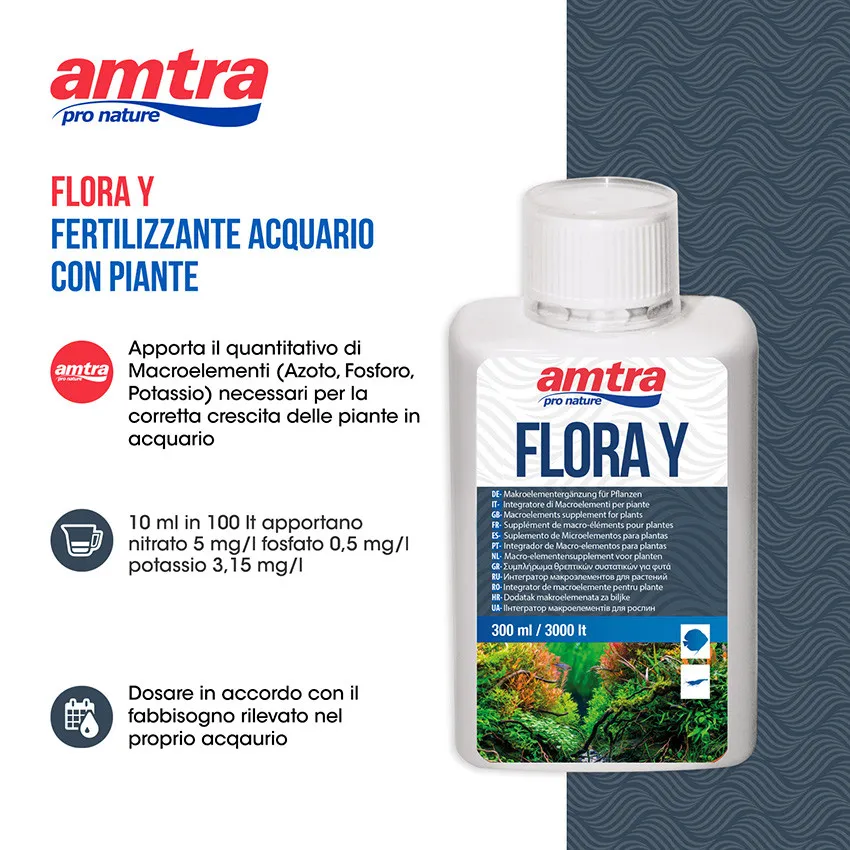 Amtra Flora Y - 150 ml - fertilizzante liquido a base di Nitrato, Fosfato, Potassio e Microelementi
