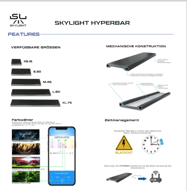 Skylight Hyperbar FXS.15 Freshwater 16w - 15x13 cm - plafoniera per acquario d'acqua dolce o terrario di 20-30 cm con app