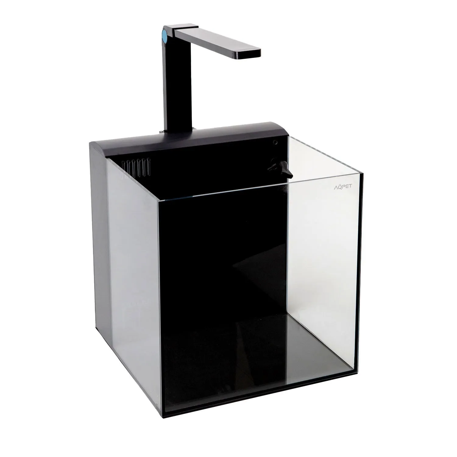 Aqpet Kube 30 Rear Kit - Acquario in vetro extrachiaro 27 lt - 30x30x30cm - dolce o marino - completo di filtro e luce a led