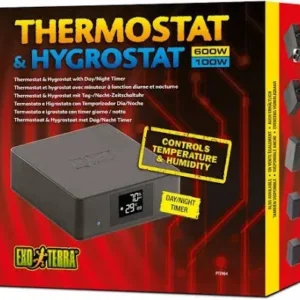 Exo Terra Thermostat & Hygrostat 600 watt – Termostato e Hygrometro digitale per terrario - cod. PT-2464