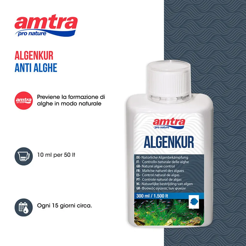 AMTRA Algenkur 300 ml - antialghe liquido per acquario d'acqua dolce