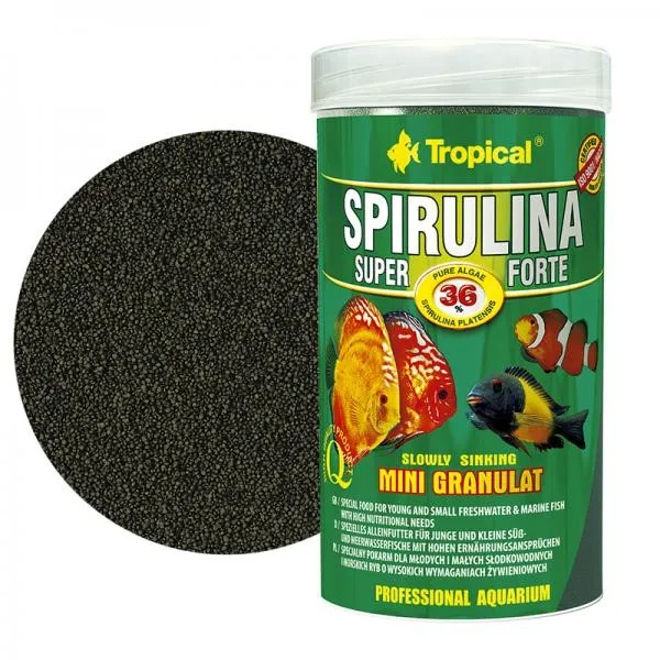 Tropical SPIRULINA Super Forte mini granulat 100ml/56gr - mangime vegetale in mini granuli