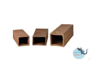 Ceramic Nature Cave Rectangle BROWN M 11 x 4 x 3,5 cm - tana per loricaridi, pesci e gamberi o terrario