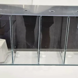 Bettiera artigianale in vetro con filtro biologico - 4 scomparimenti - 50x20x25h cm - 25 lt + pompa e coperchio in plexiglass