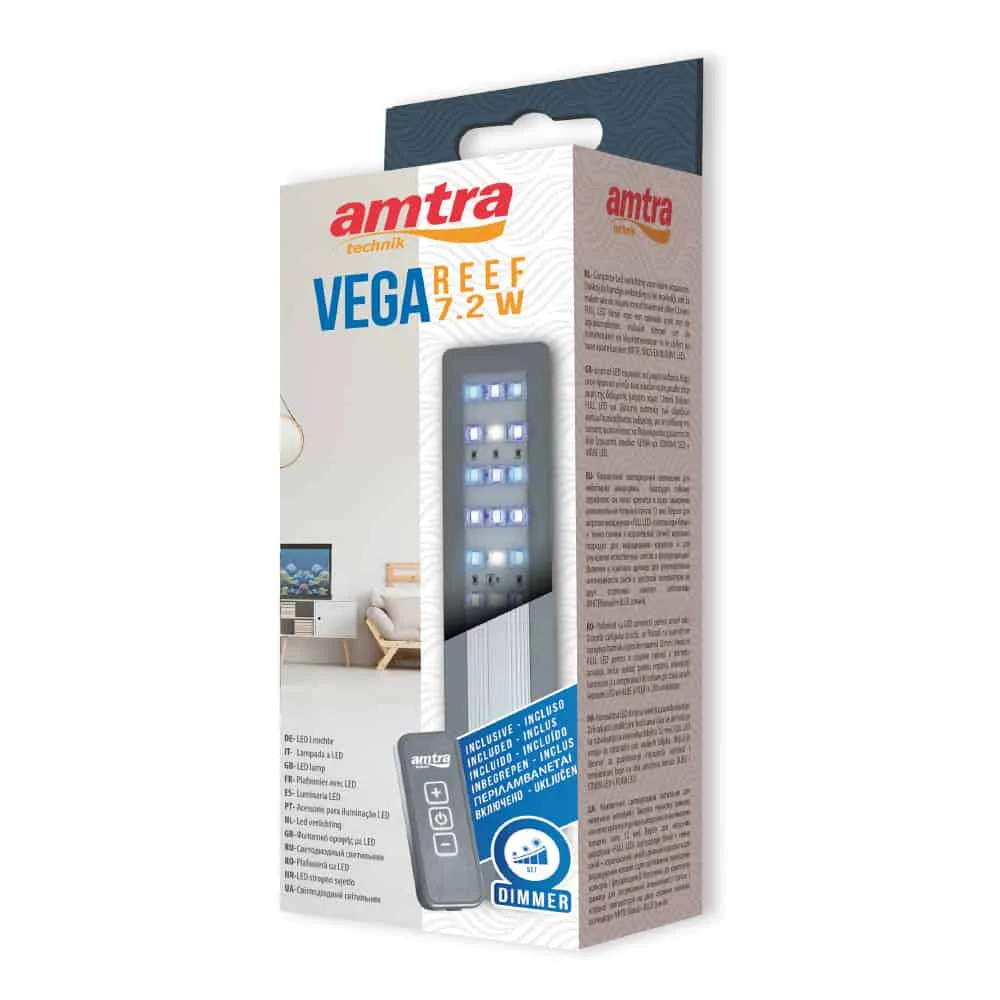 Amtra Plafoniera Vega Led Reef 9.7w FULL LED (bianchi+deep blue +royal blue) con dimmer per acquari marini e nano reef