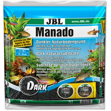 JBL MANADO DARK 10 L - Substrato naturale per acquario - granulometria 1.5-2.5 mm