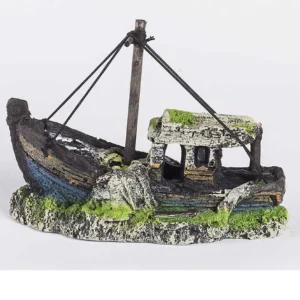 Relitto 12,5x6x10h cm - galeone affondato- barca - arredi per acquario