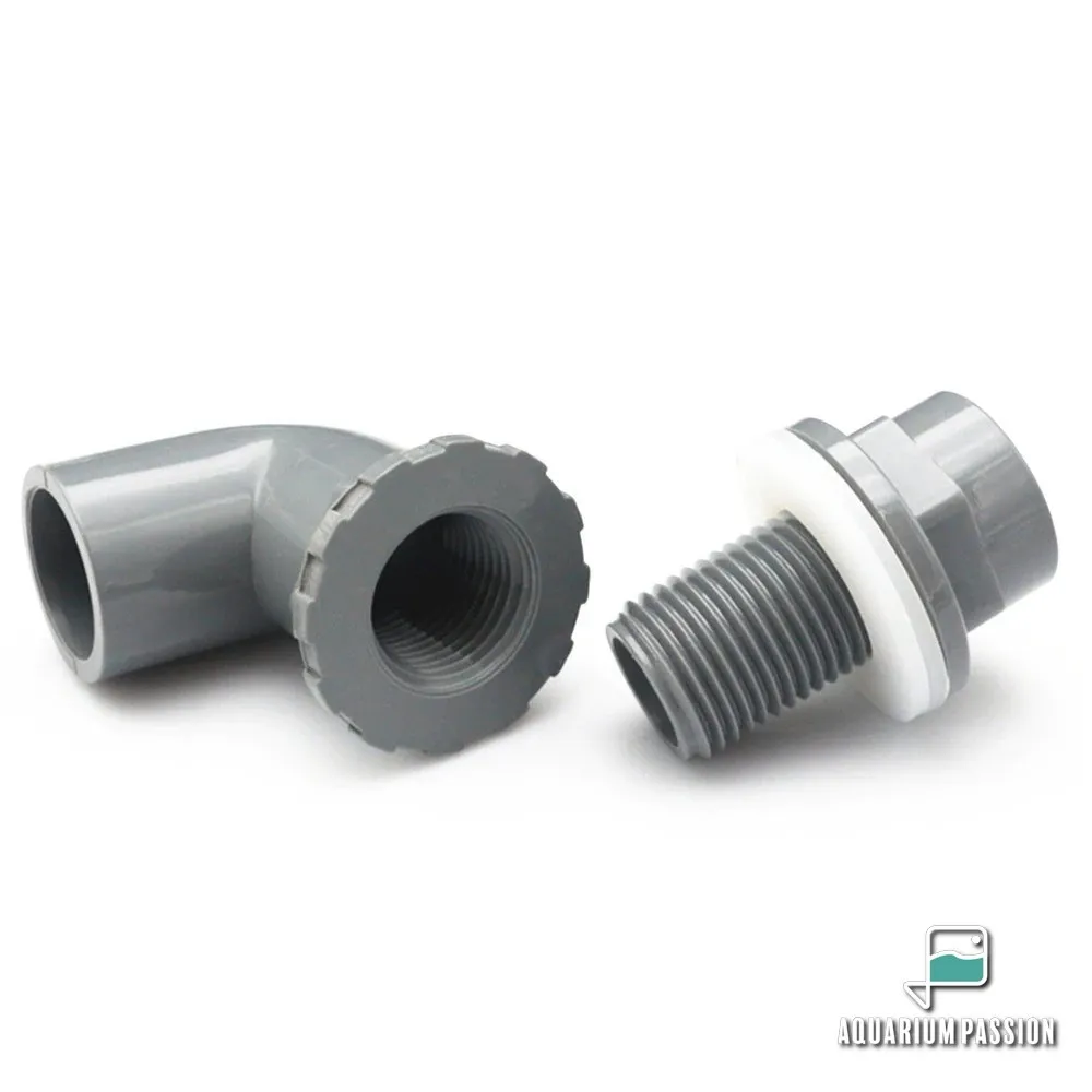 Passaparete PVC 90° ad incollaggio diametro Ø 25 mm - carico/scarico mandata vasca sump - grigio