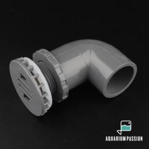 Passaparete PVC 90° con griglia ad incollaggio diametro Ø 50 mm - carico/scarico per sump - grigio - antirumore antiallagamento