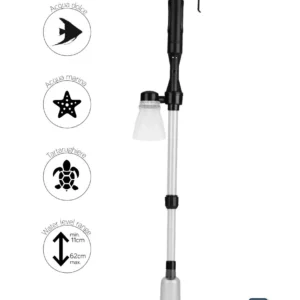 Aqpet AqClean - Aspirarifiuti ELETTRICO a batterie + alimentatore a 12V - Campana per pulizia acquario