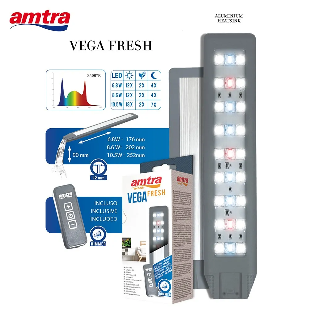 Amtra Plafoniera Vega Led Fresh 8,6 w - illuminazione per acquario dolce con dimmer