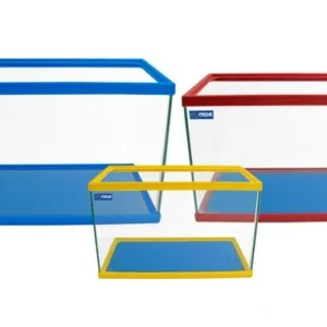 Acquario in vetro con  cornice colorata 50x26x30h