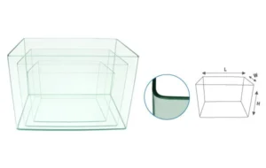 Acquario in vetro con angolo stondato 40x26x30h