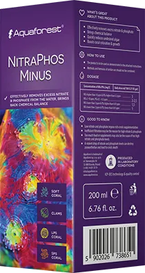 Aquaforest NitraPhos Minus 2000 ml - prodotto per la rimozione di nitriti, nitrati e fosfati in acquario marino