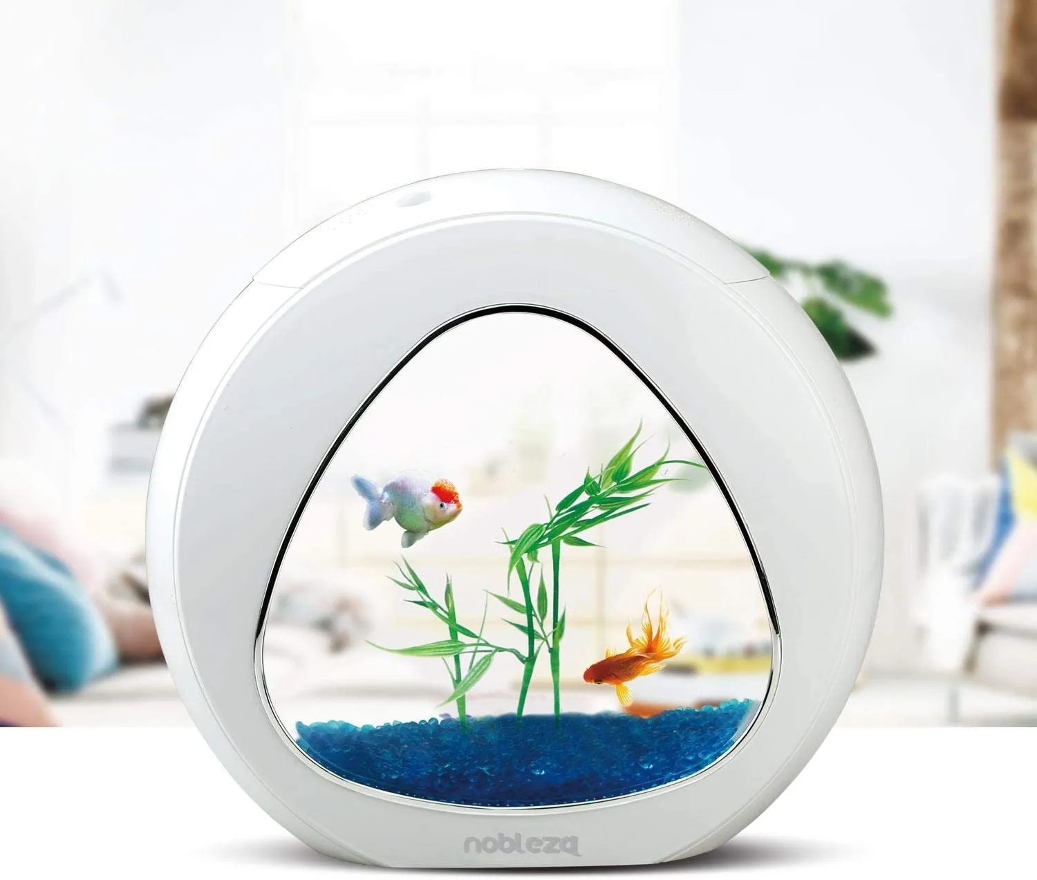 Nobleza Mini acquario in acrilico 4 litri bianco - 29x15x26.5h cm completo di filtro e illuminazione a led