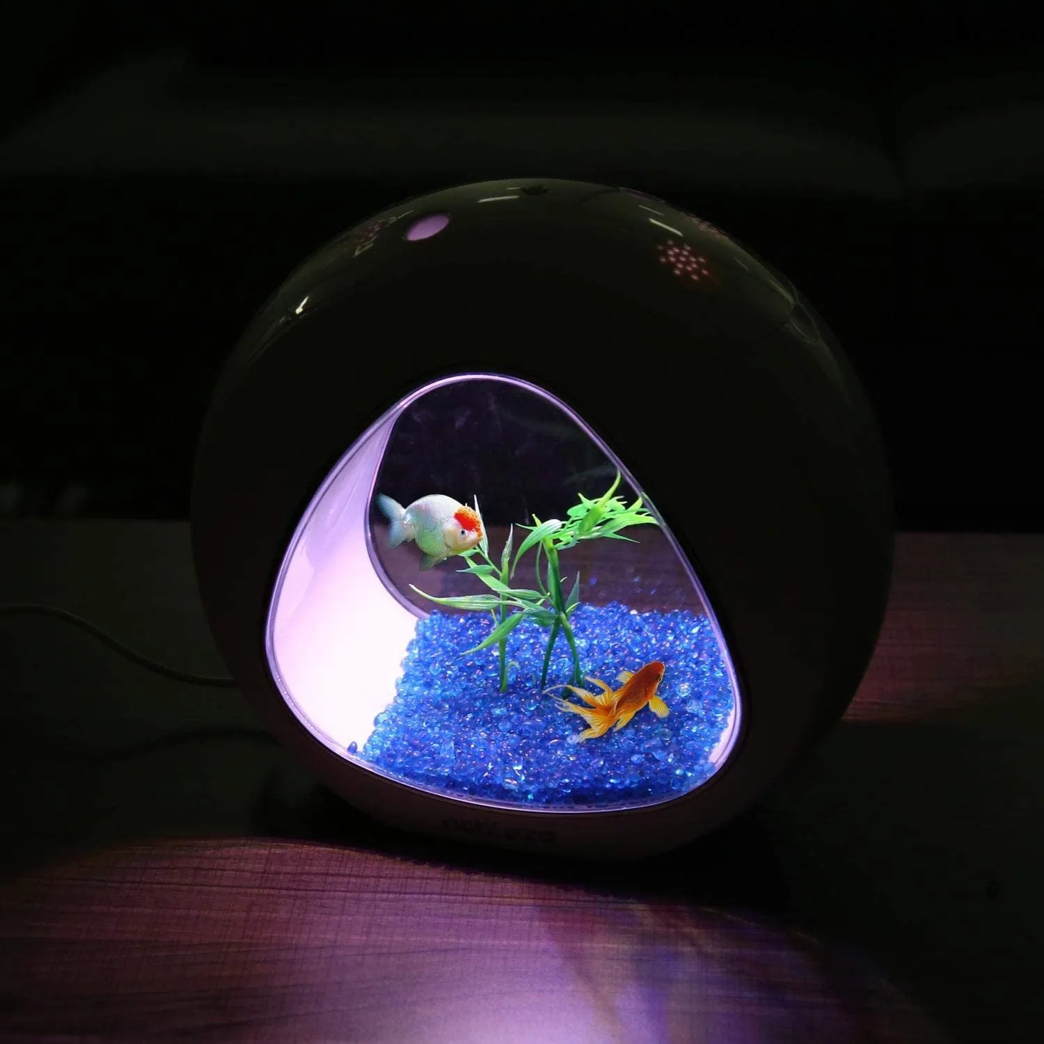 Nobleza Mini acquario in acrilico 4 litri bianco - 29x15x26.5h cm completo di filtro e illuminazione a led