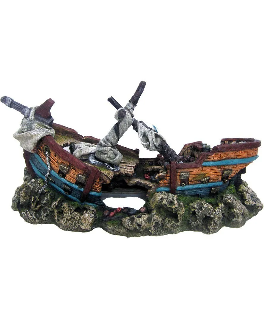 Amtra RELITTO SU ROCCE XL 54x24.2x28 cm barca, galeone, veliero