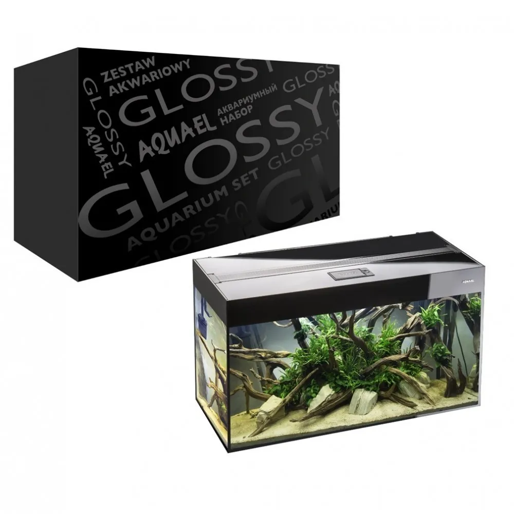 Aquael Glossy 80 Black 80X35X54h cm - 125 lt nero - Acquario Completo di illuminazione a Led