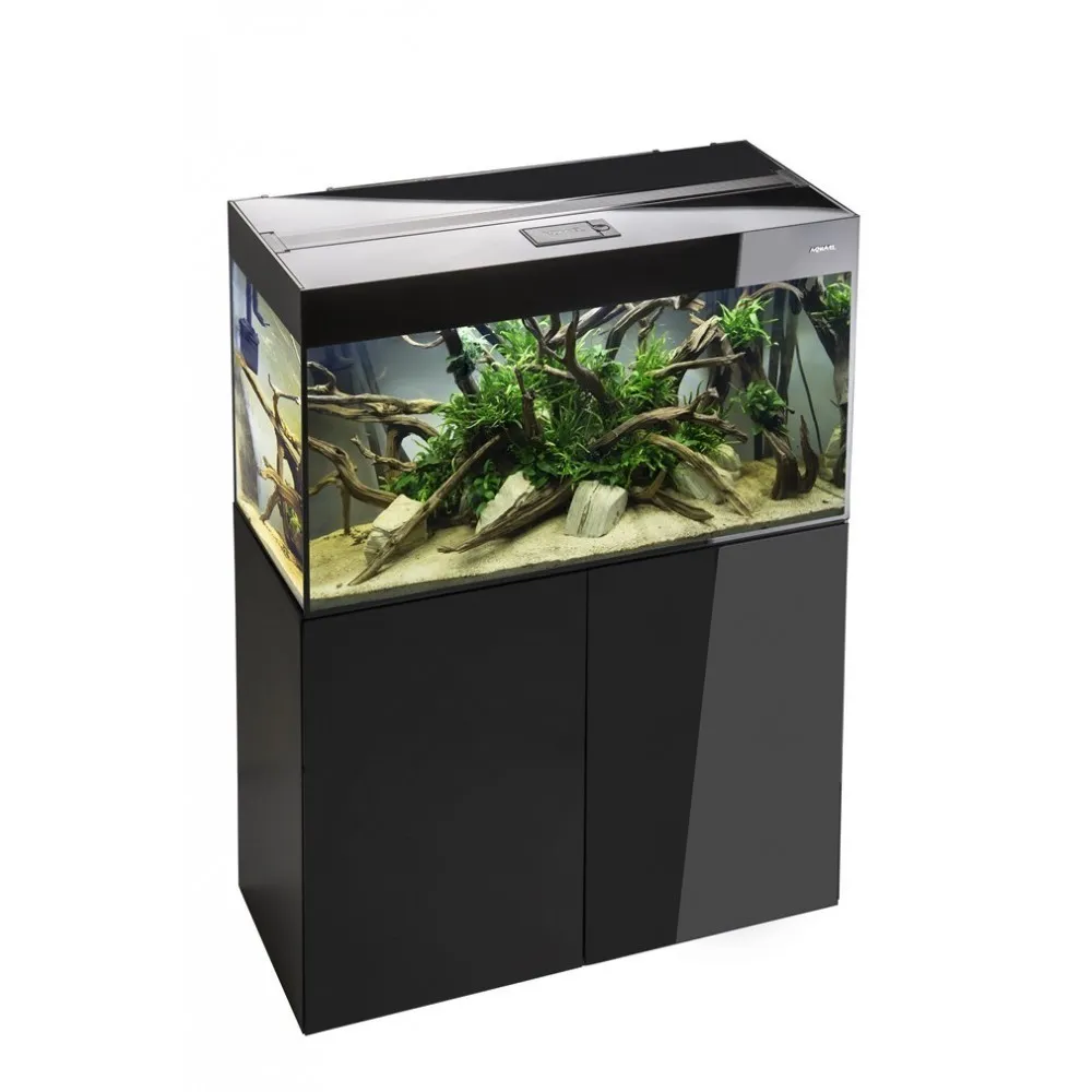 Aquael Glossy 80 Black 80X35X54h cm - 125 lt nero - Acquario Completo di illuminazione a Led