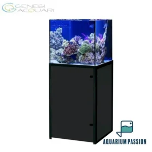 Genesi Acquari Reef Plus Nero 50x50x50 cm - Acquario marino in vetro extrachiaro con sump e supporto