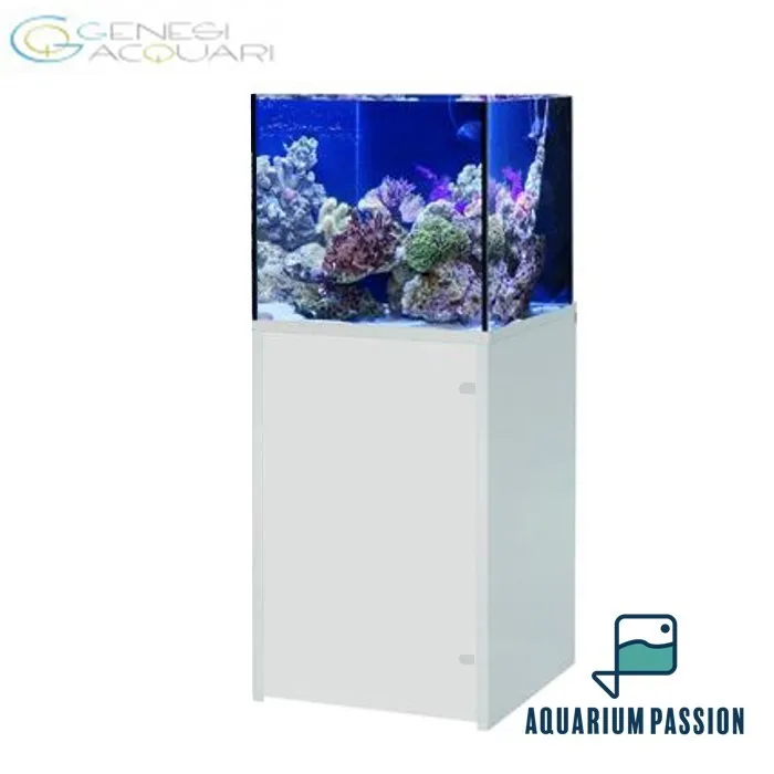 Genesi Acquari Reef Plus Nero 50x50x50 cm COMPLETO di TECNICA - Acquario marino in vetro extrachiaro con sump e supporto