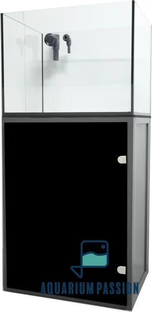 Genesi Acquari Reef Plus Nero 50x50x50 cm COMPLETO di TECNICA - Acquario marino in vetro extrachiaro con sump e supporto