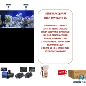 Genesi Acquari Reef Plus Nero 80x45x45 cm COMPLETO di TECNICA - Acquario marino in vetro extrachiaro con sump e supporto