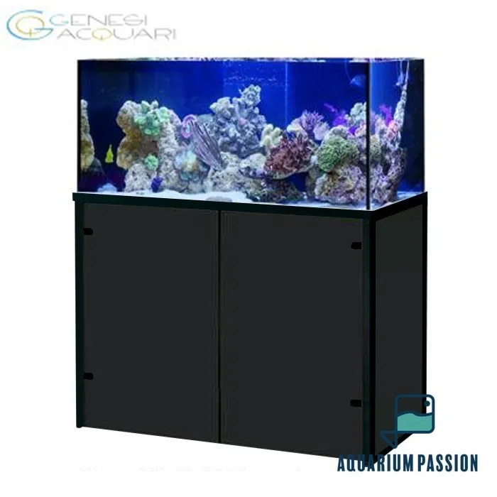 Genesi Acquari Reef Plus Nero 100x50x50 cm COMPLETO di TECNICA - Acquario marino in vetro extrachiaro con sump e supporto