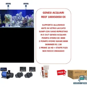 Genesi Acquari Reef Plus Nero 100x50x50 cm COMPLETO di TECNICA - Acquario marino in vetro extrachiaro con sump e supporto